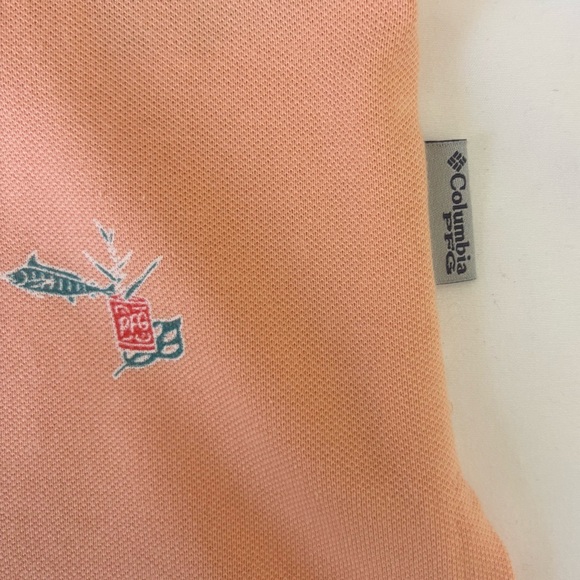 Columbia PFG South Sand Point Peach Print Polo Shirt Size Small Fish & Cocktails - Picture 9 of 13